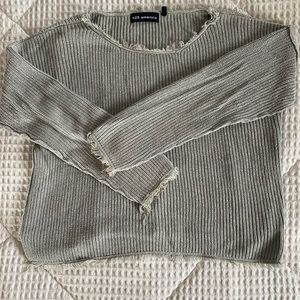 525 America Cropped Fringe Sweater, S